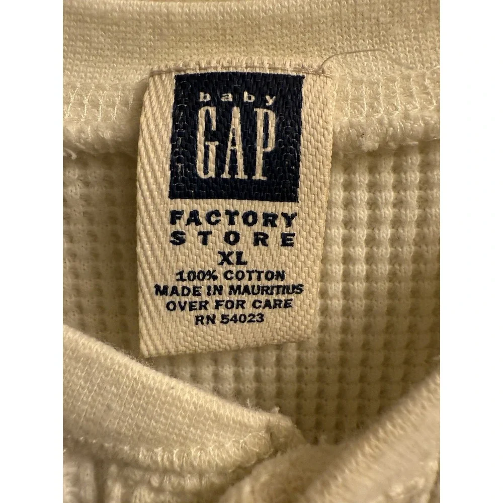 Vintage 90s Baby Gap Unisex‎ Long-Sleeve Thermal-Knit Henley Bodysuit XL EUC